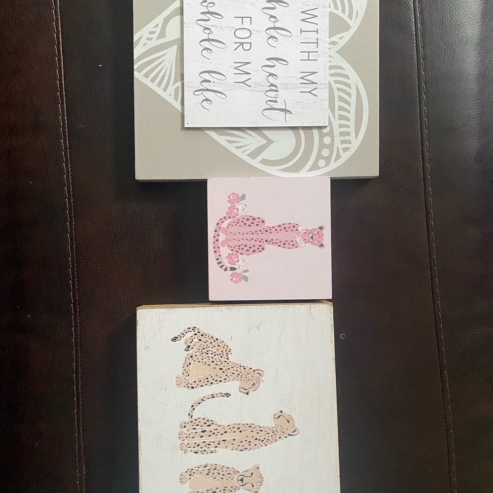 Hobby Lobby Leopard Trio Wall Art - Pink, White, and Tan